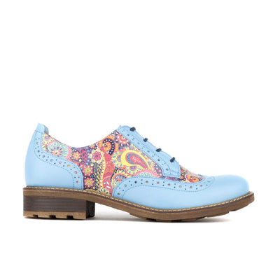 DreamFiters - Light Blue - Women's round toe leather derby shoe on durable sole