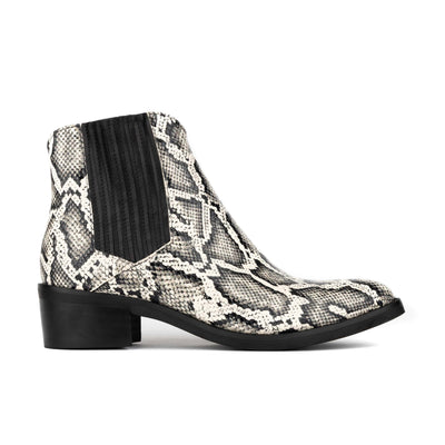 Texas - White Snake - Women's Leather Snake Print Western Boot