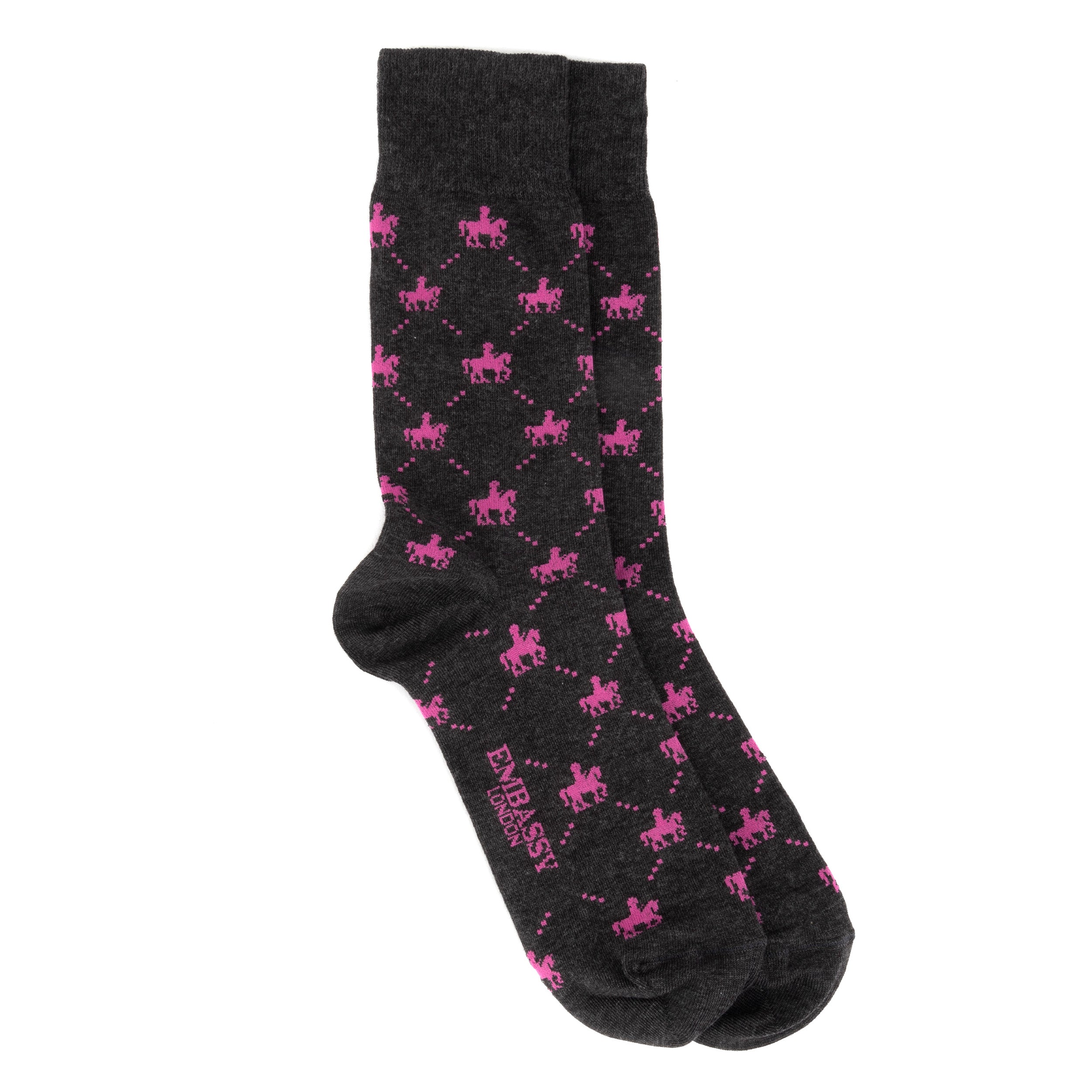 Socktopus pink horse - Men's 3 pack cotton crew socks size UK 6 to 12 in brand mix