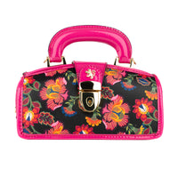 Gazelle Mini - Red Flowers - Women’s mini patent leather top handle & crossbody bag