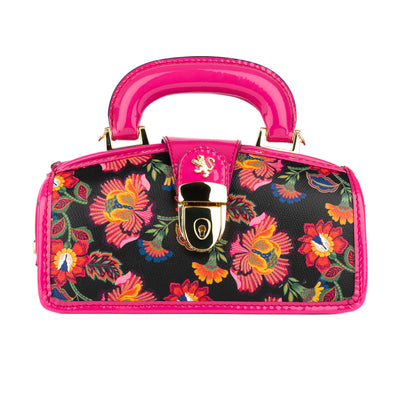 Gazelle Mini - Red Flowers - Women’s mini patent leather top handle & crossbody bag