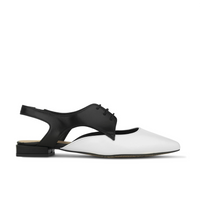 Lim - Black & Cream - Women's cutout leather lace up slingback