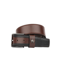 Alec - Brown Black - Men'classic belt in brown and black genuine leather combo
