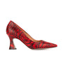 Sophia Hollywood - Red - Women's pointed 3 inch heel pump in red rose print leather