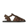 Hampton - Brown - Men's fishermen flat leather sandal with covered toes