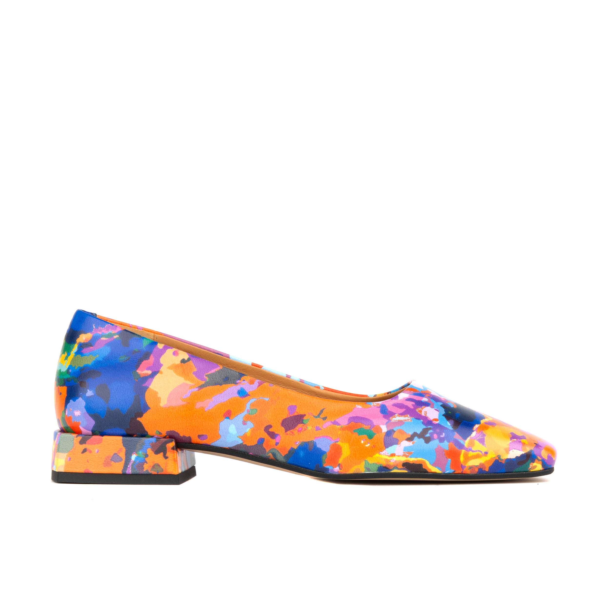 Ballerina - Summer Colours - Women's low heel square toe leather pump in bright print