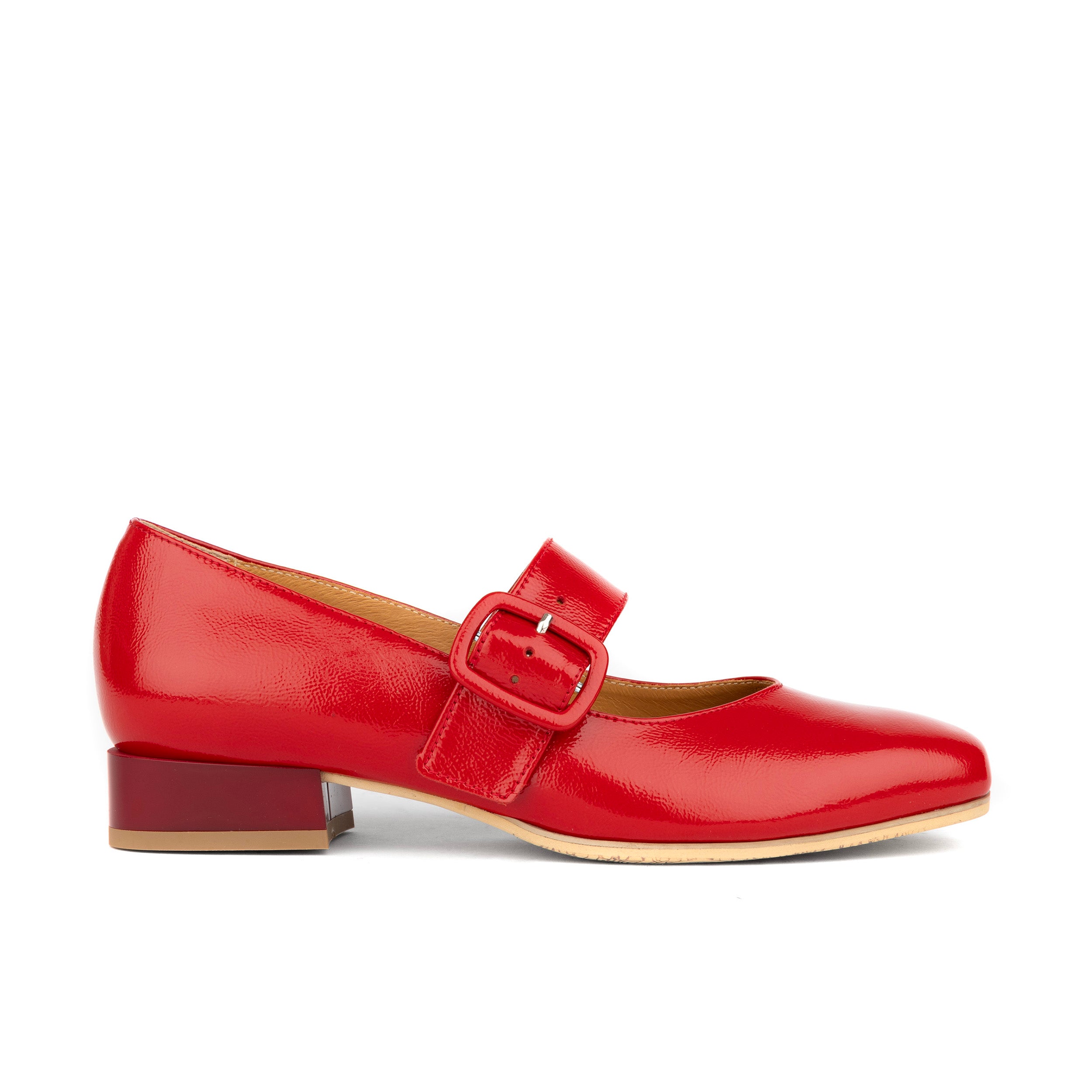 Bliss - Red - Women's block heel square toe patent leather Mary-Jane