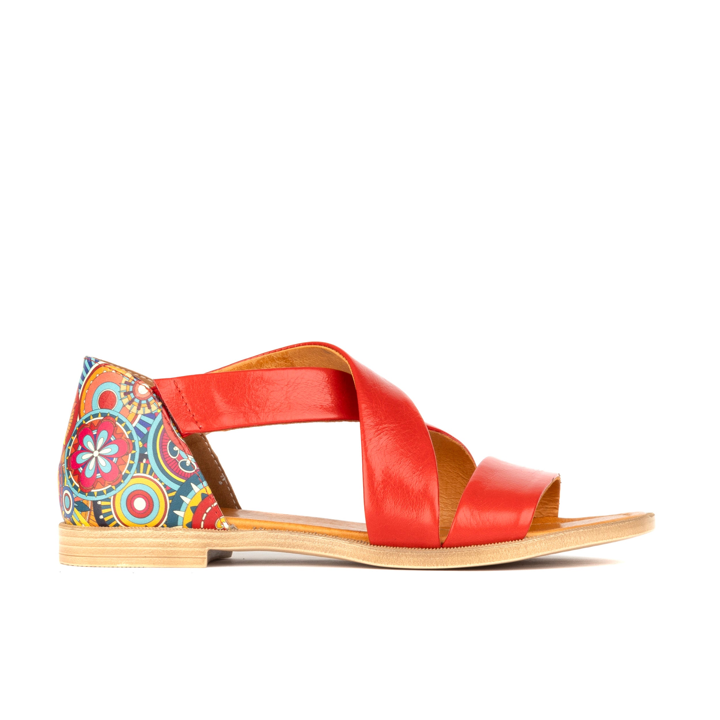 Tucan - Red Signature - Women's strappy leather sandal with covered heel in red