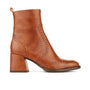 Chloe - Brown - Women's block heel higher ankle leather boot with side zip