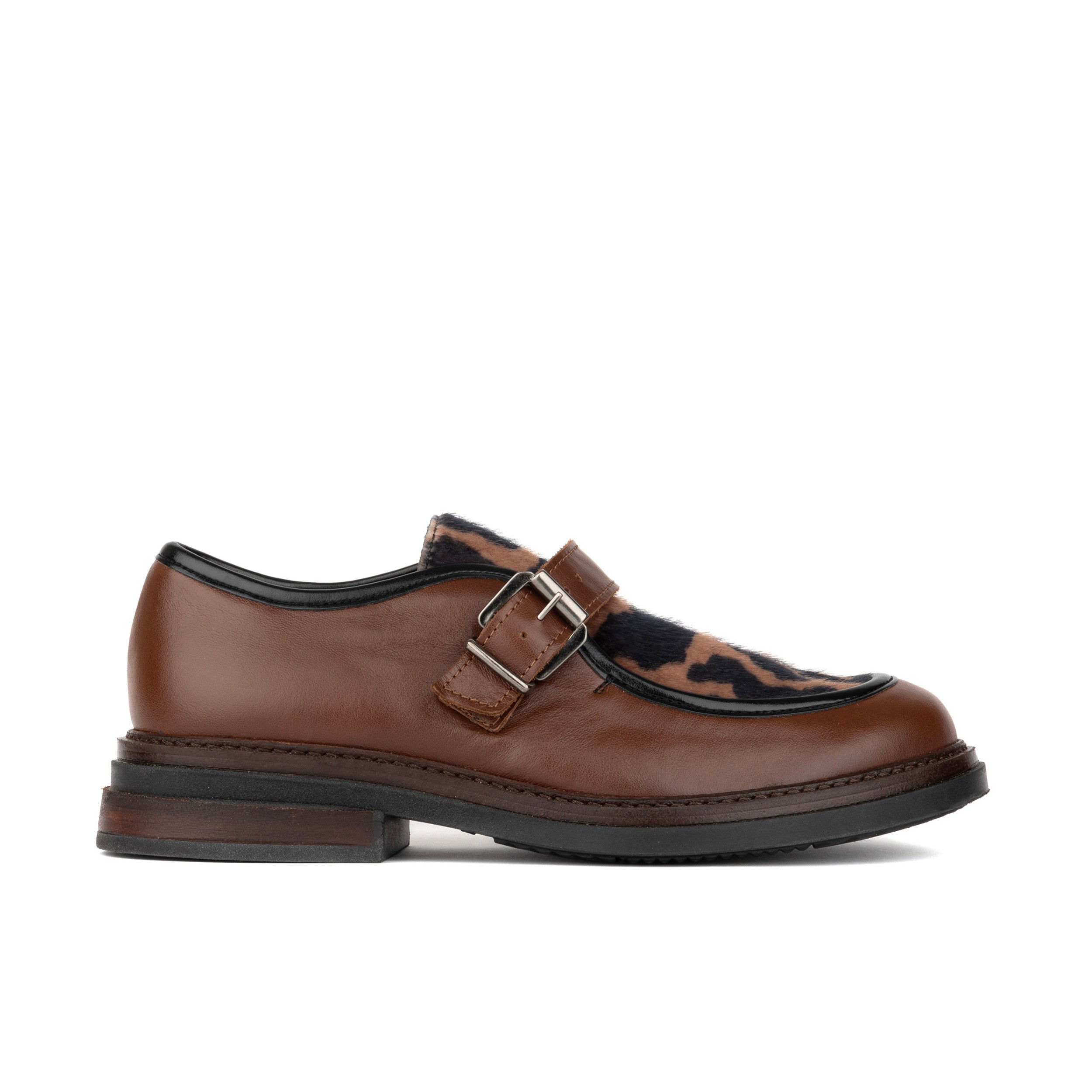 Strapp - Brown & Cow - Women’s leather loafer with buckle