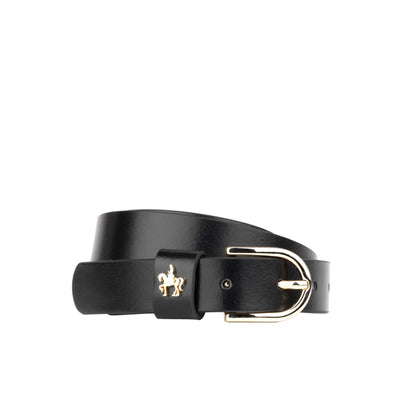Poppy - Black - Women's classic Italian leather belt with gold tone buckle