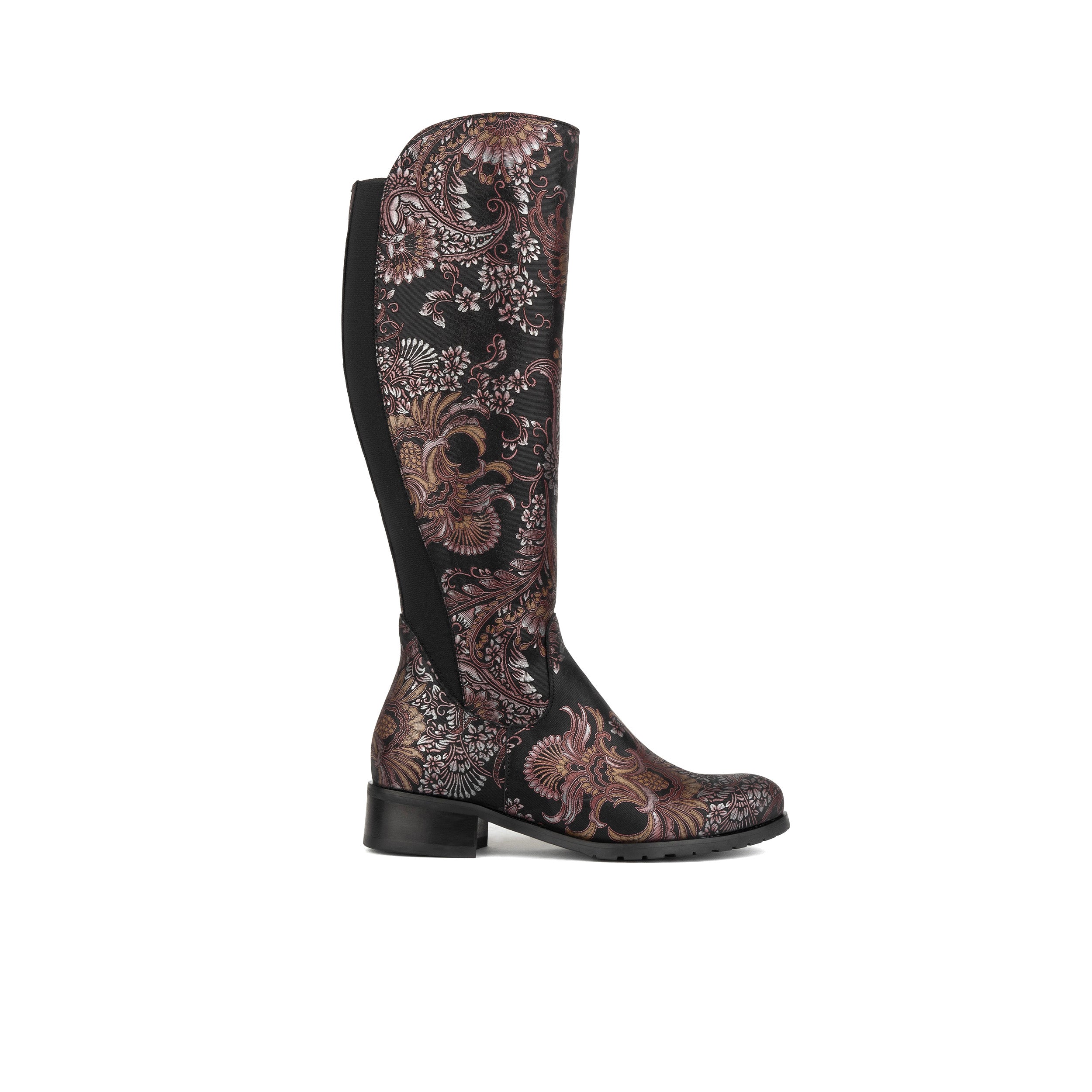 Rubix - Black & Burgundy - Women's full length zip long boot