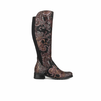 Rubix - Black & Burgundy - Women's full length zip long boot