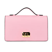 Envy - Pink & Pink - Women's leather flap clutch bag with strap