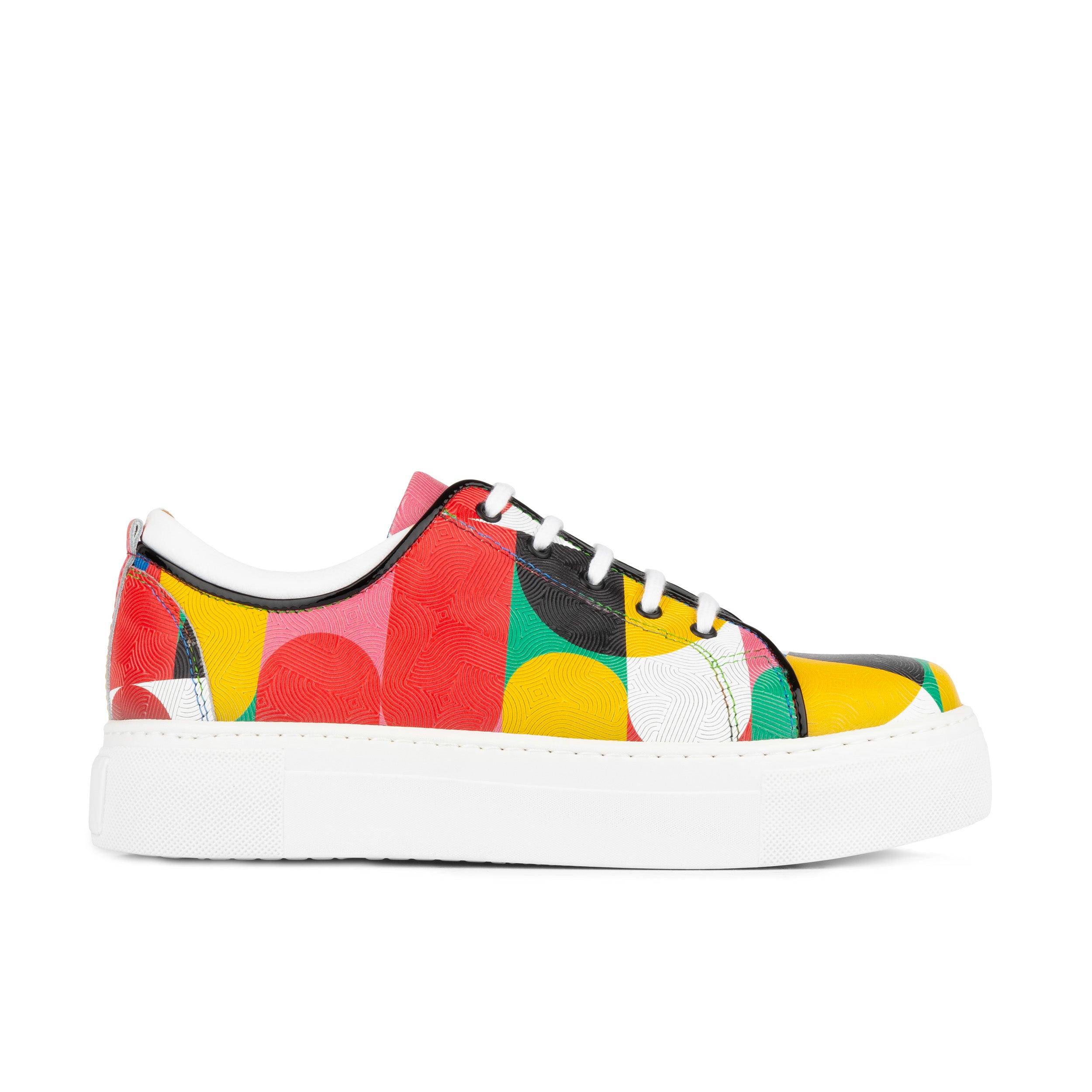 Camila - Groovy - Women's white sole trainer in colourful Italian leather