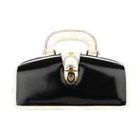 Gazelle - Black & Cream - Women’s patent leather top handle & crossbody bag