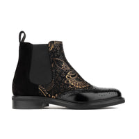 Mamacita - Black Gold - Women's chelsea boot with wingtip brogue detail