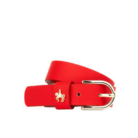 Poppy - Red - Women's elegant Italian leather belt with gold tone buckle