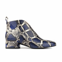 Iris - Blue Snake - Women's leather ankle boot with soft insoles