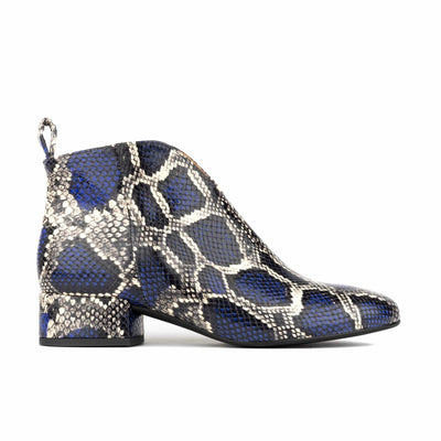 Iris - Blue Snake - Women's leather ankle boot with soft insoles