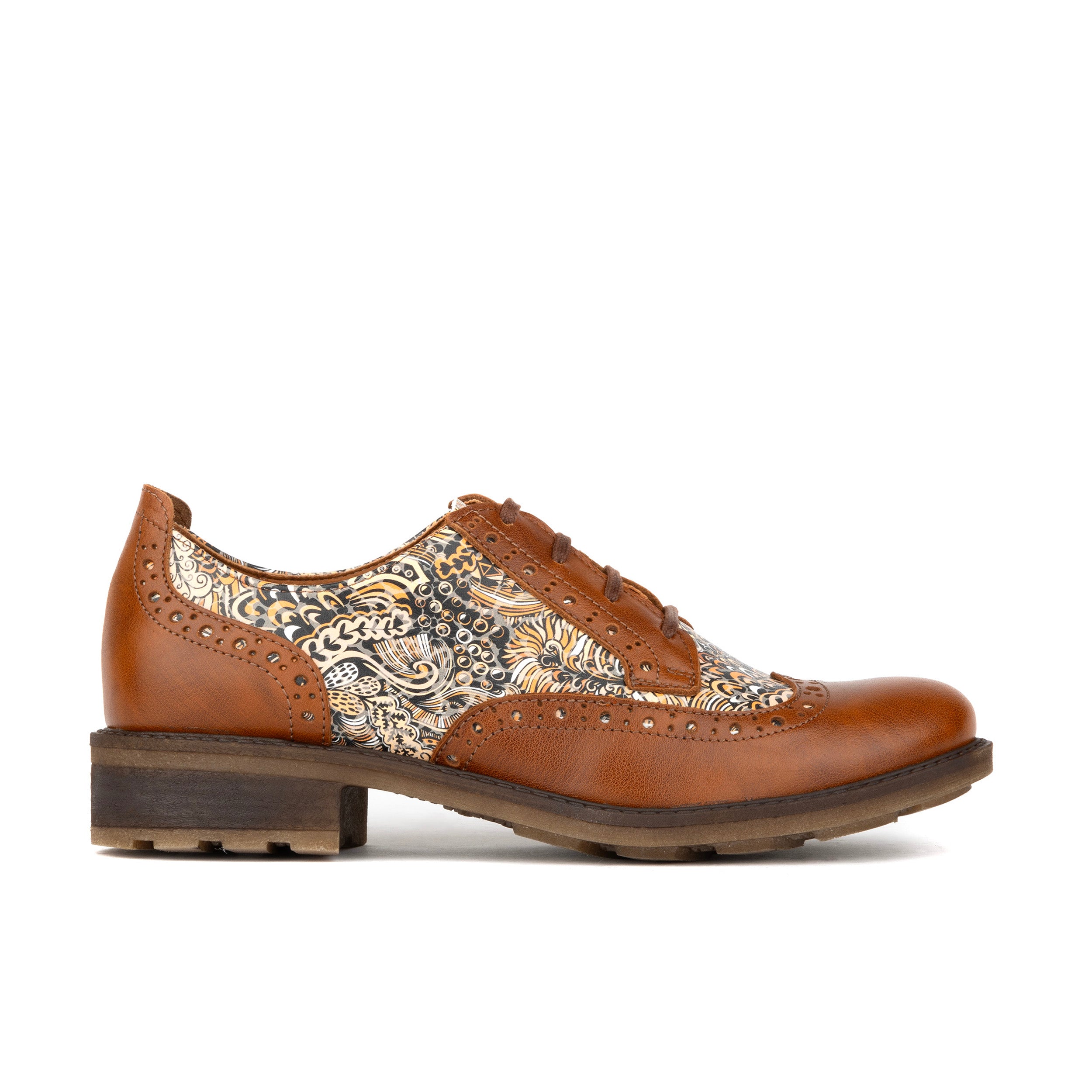 DreamFiters - Brown Signature - Women's round toe leather derby shoe on durable rubber sole