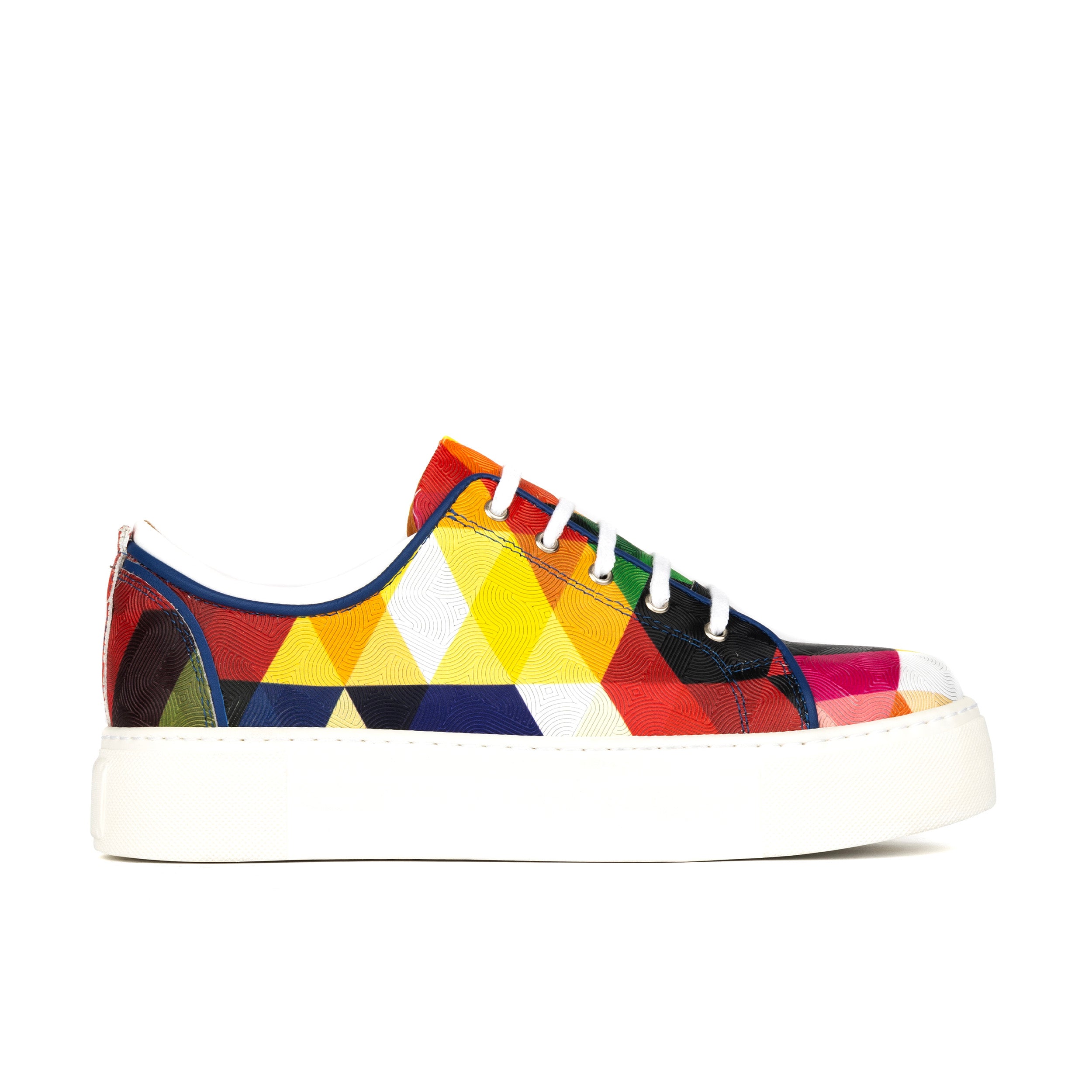 CAMILA RETRO - Women's white sole leather trainer in bright colours