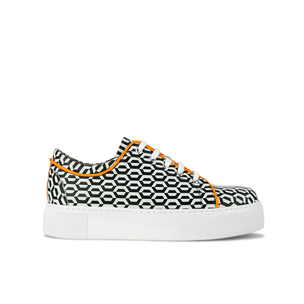 Camila - Orange & Hexa Print - Women’s Chunky Leather Platform Trainer
