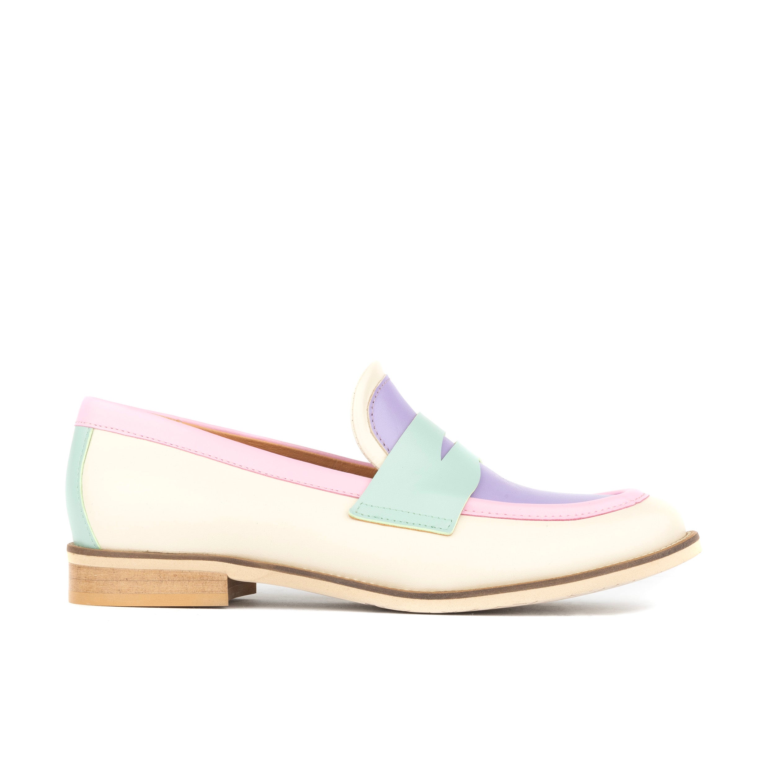 Kay - Multi Pastel - Women's leather dressy almond toe loafer in pastel colours