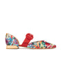 Lush - Red & Floral - Women's leather pointed ballet pump with buckle strap