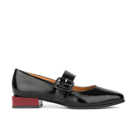 Bliss - Black - Women's block heel square toe patent leather Mary-Jane