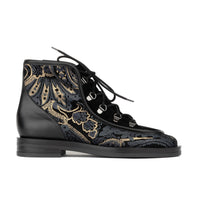 Hedera - Black & Grey & Gold - Women's Suede Alpine Boot