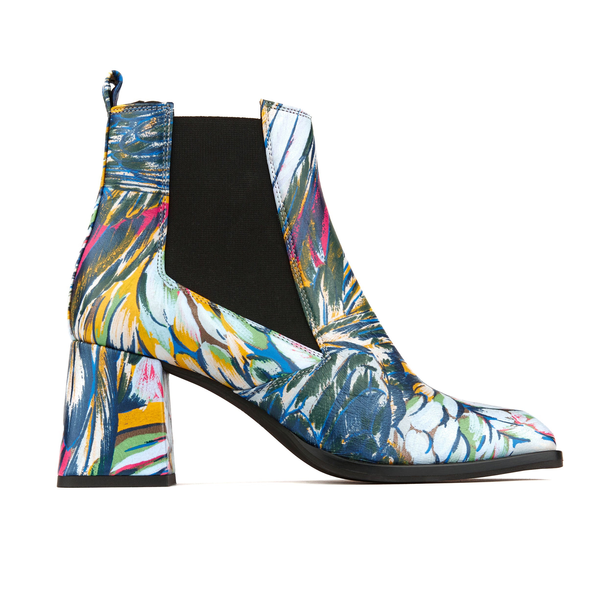 Claudia Mini - Flamingo - Women's Italian leather square toe block heel chelsea boot