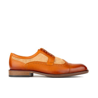 Orlando - Tan - Men's toe cap leather brogue with full leather lining