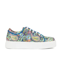 Camila - Festival Blue - Women’s Chunky Leather Platform Trainer