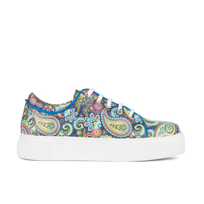 Camila - Festival Blue - Women’s Chunky Leather Platform Trainer