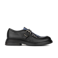 Strapp - Black & Blue Snake - Women’s leather loafer with buckle