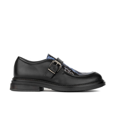 Strapp - Black & Blue Snake - Women’s leather loafer with buckle