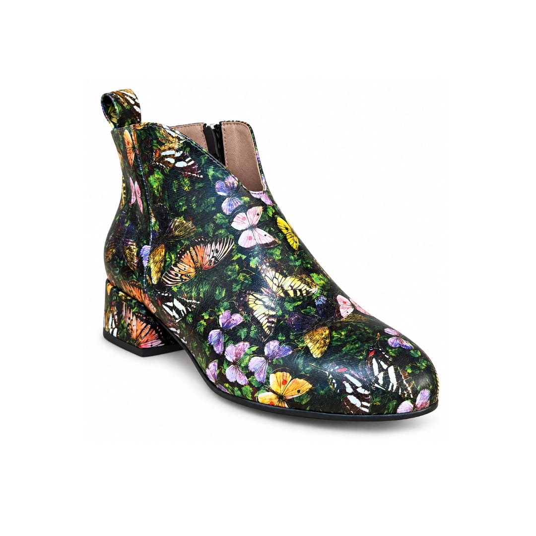 Iris - Butterfly - Women's leather side zip ankle boot with soft insoles