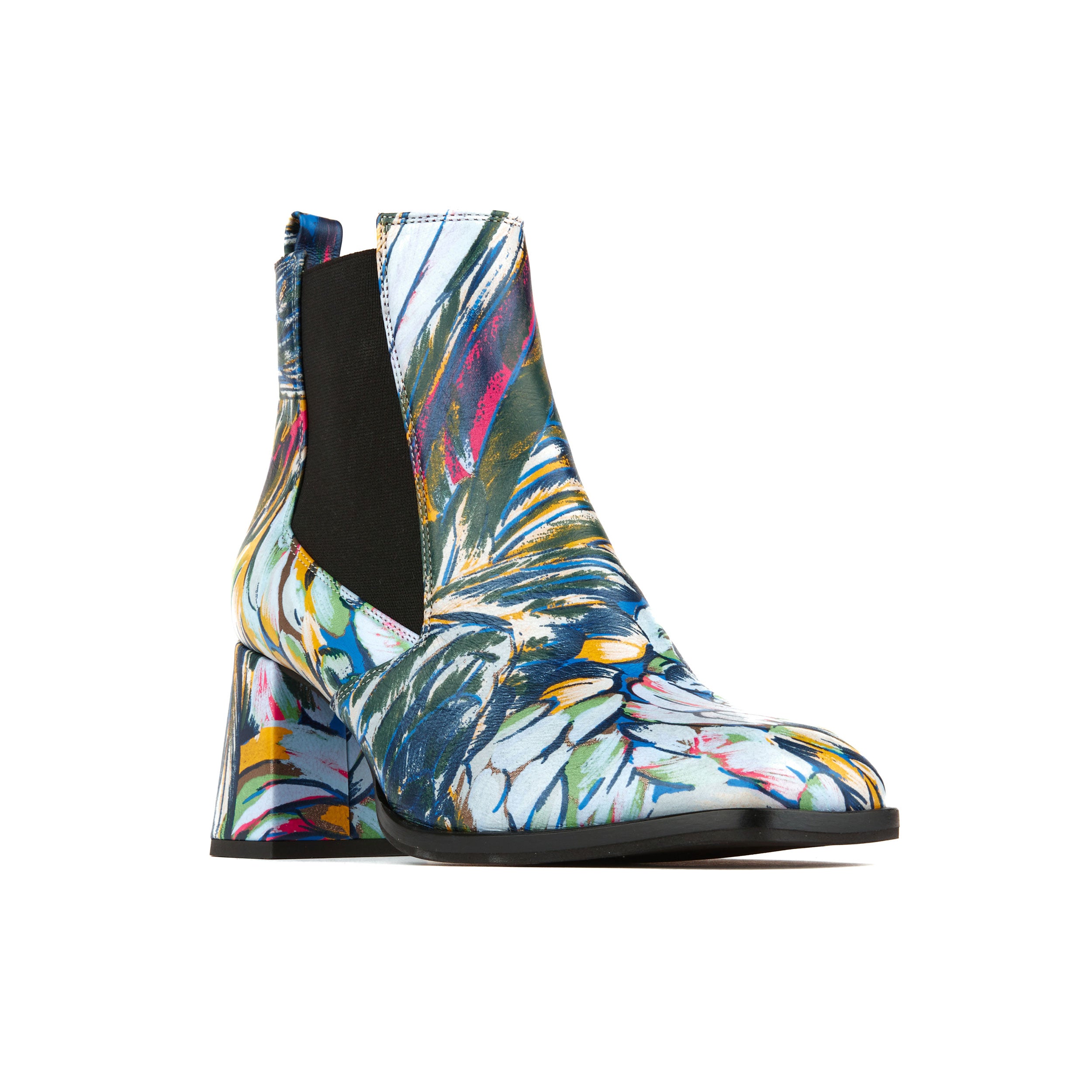 Claudia Mini - Flamingo - Women's Italian leather square toe block heel chelsea boot