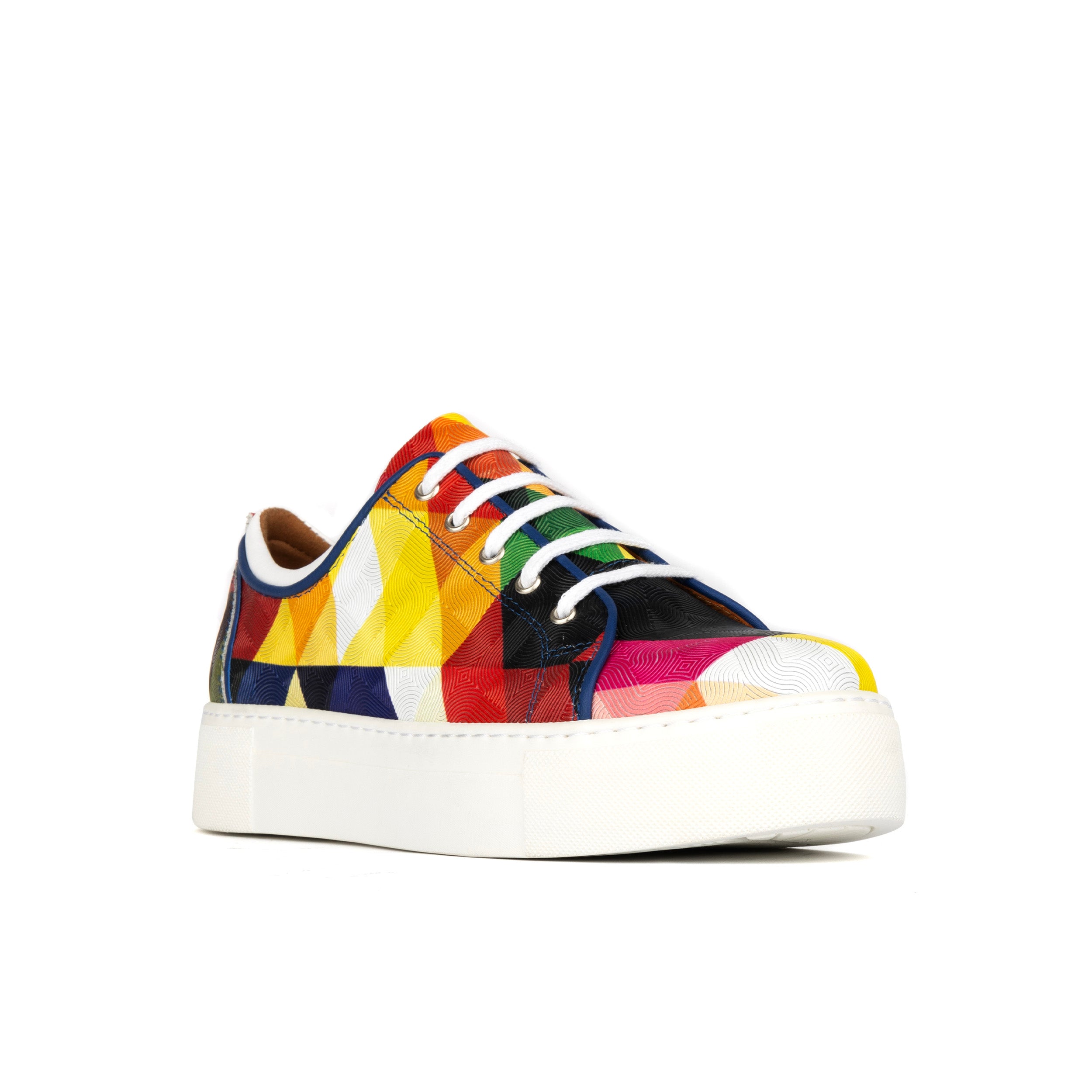 CAMILA RETRO - Women's white sole leather trainer in bright colours