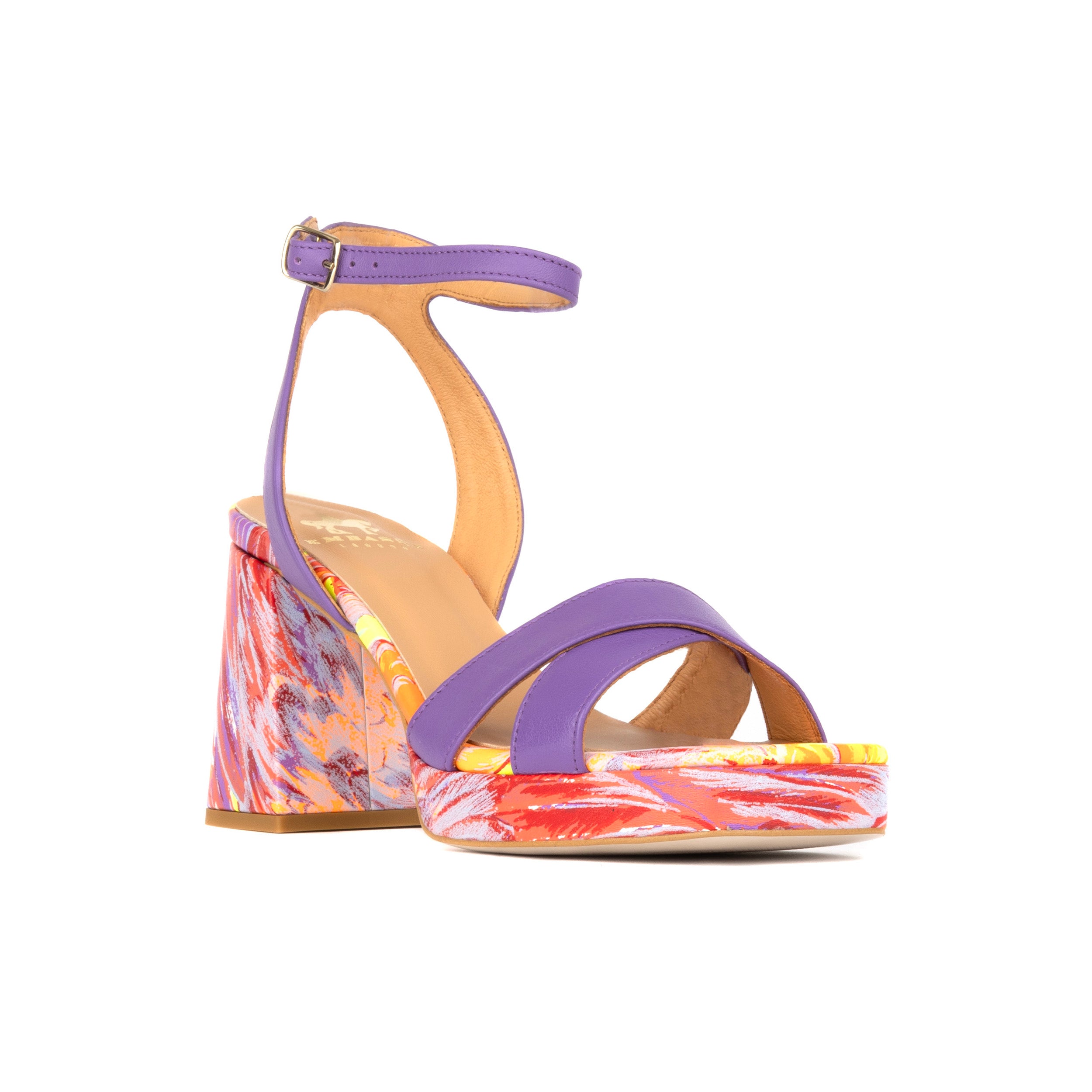 Long Beach - Flamingo - Women's platform block heel sandal with criss cross straps