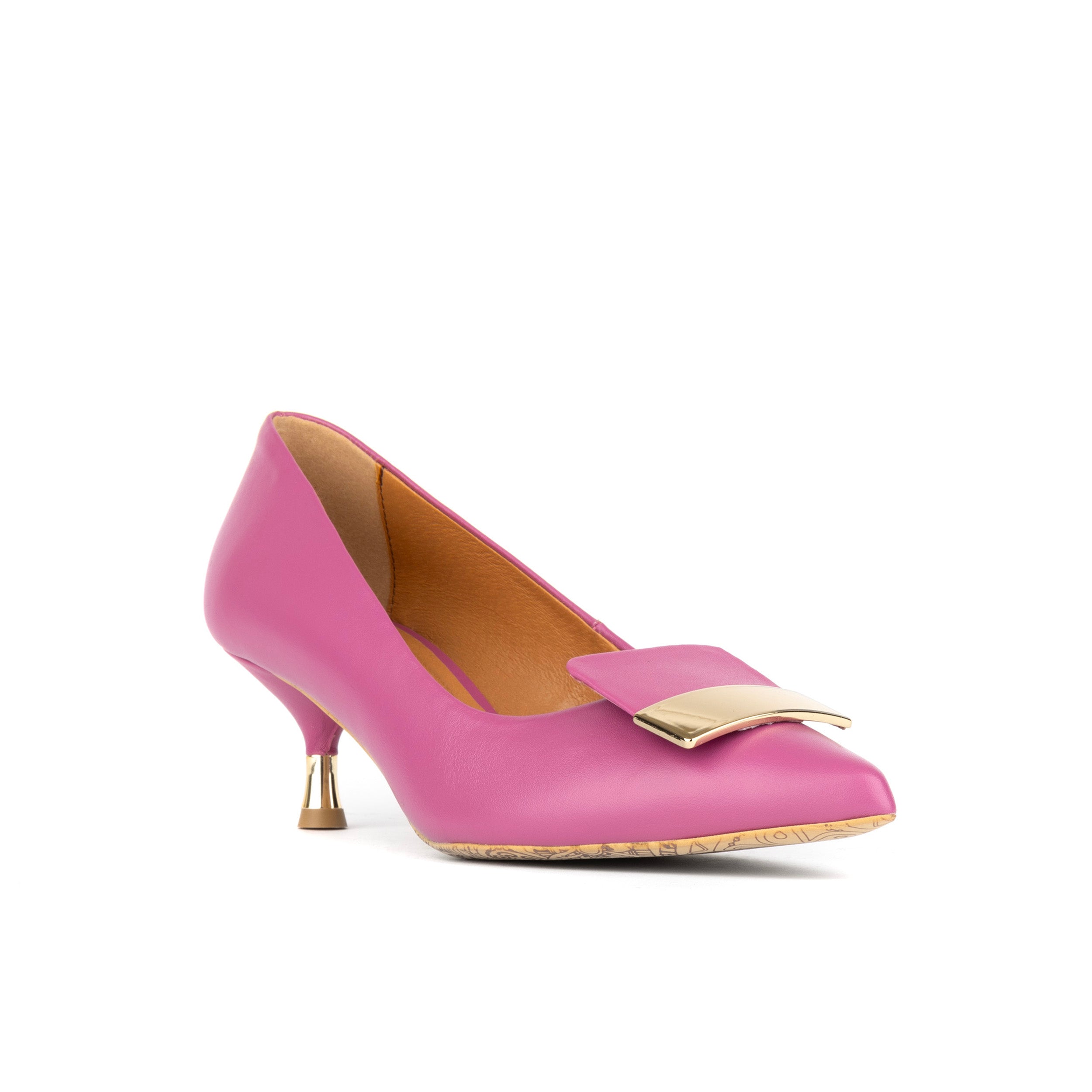 Piccadilly - Pink -  Women’s Leather Kitten Heel Pump