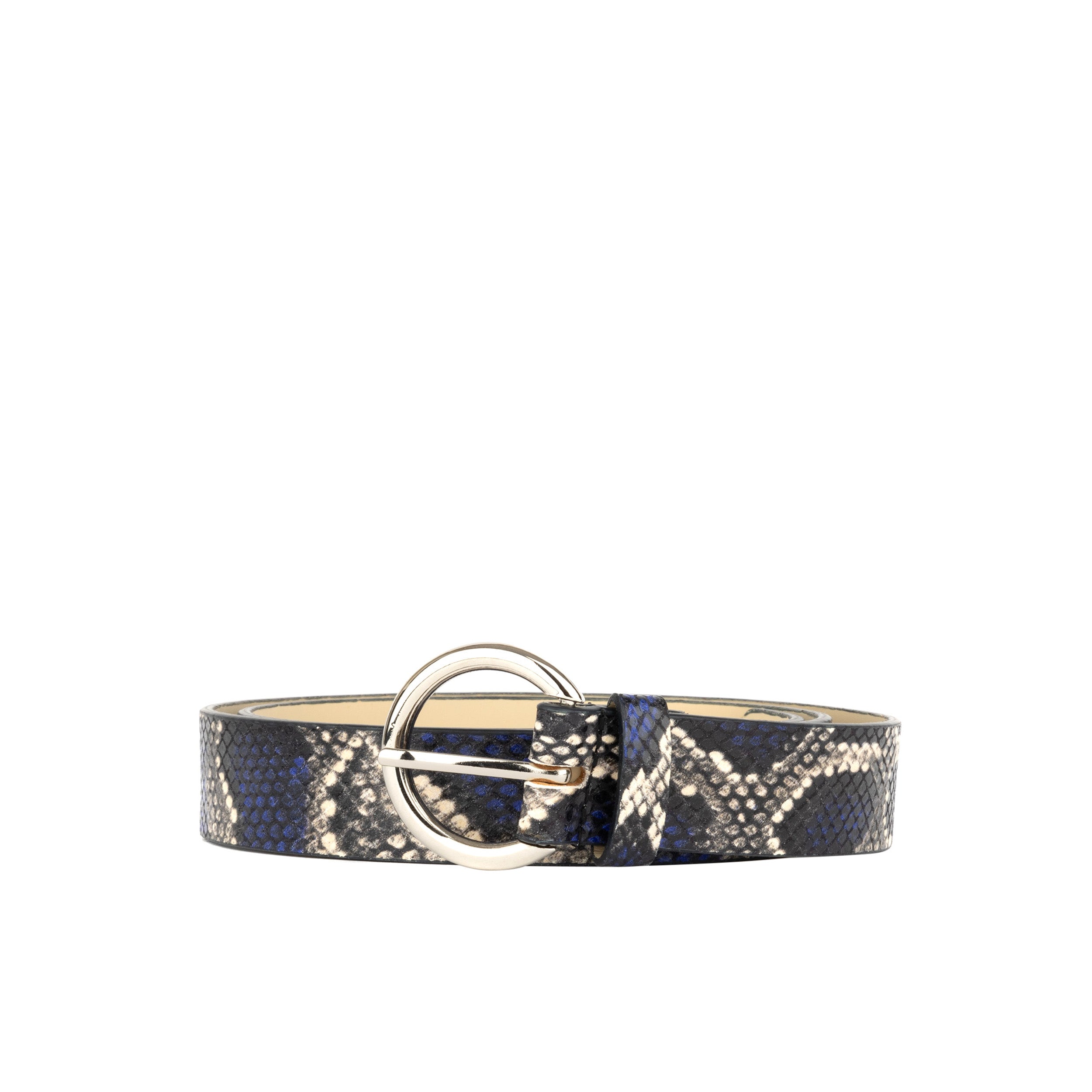 Emma - Blue Snake - Women's Italian leather belt in snake print