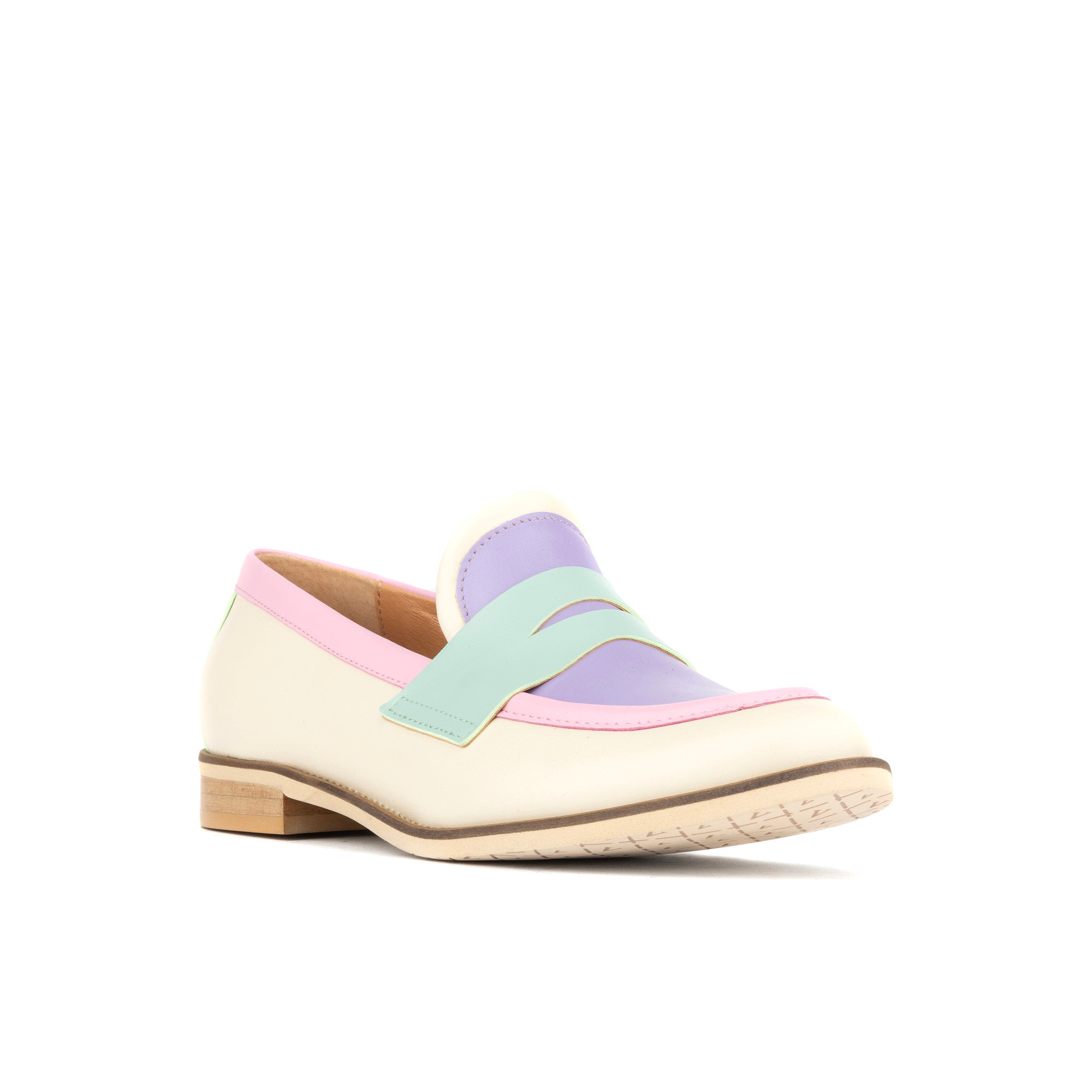 Kay - Multi Pastel - Women's leather dressy almond toe loafer in pastel colours