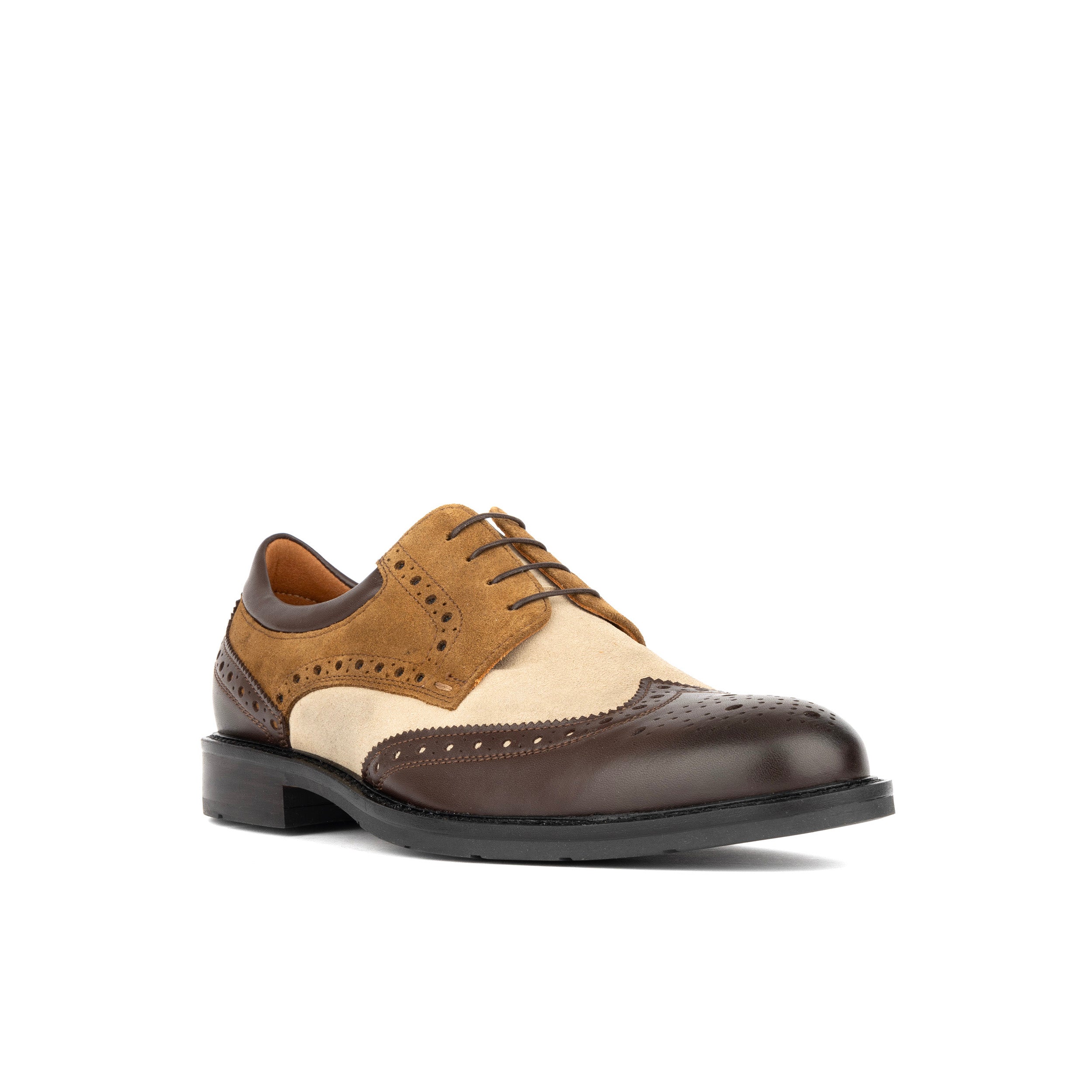 Toledo - Brown, Cream & Tan - Men's Leather & Suede Oxford Shoe