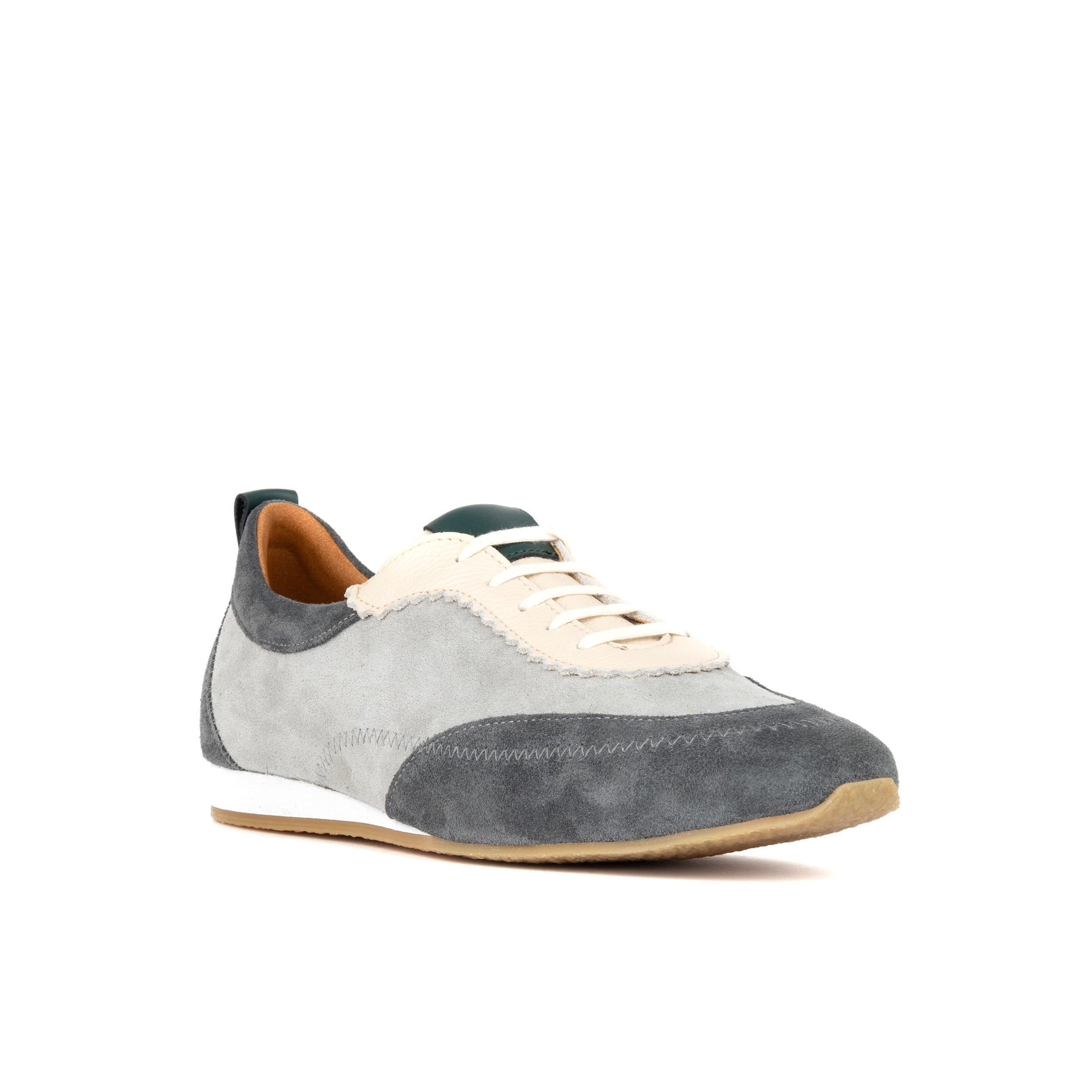 Shoreditch - Grey - Women's Leather & Suede Slim Trainer