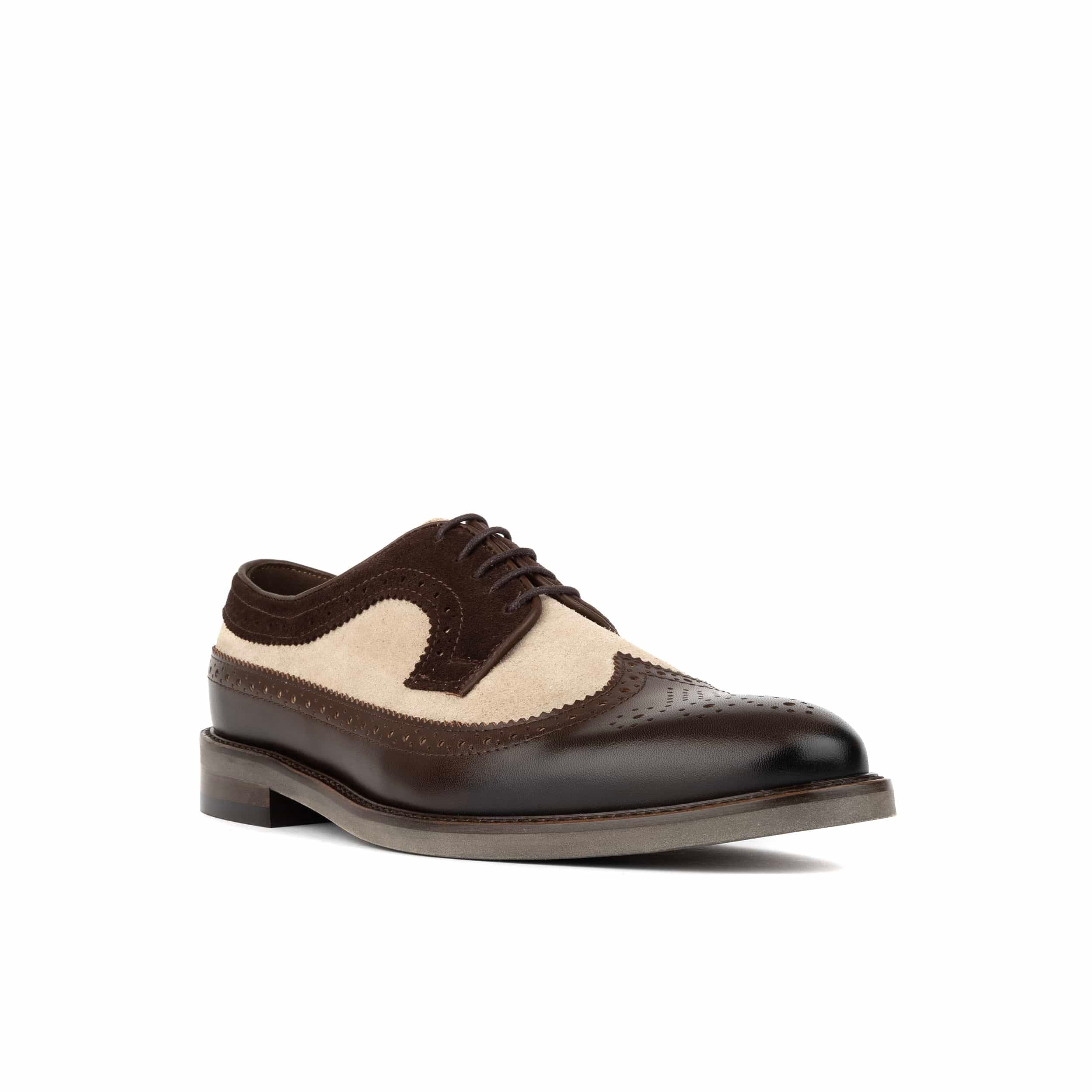 Alexander - Tan & Brown - Men's Multi-Textured Leather & Suede Wingtip Brogue