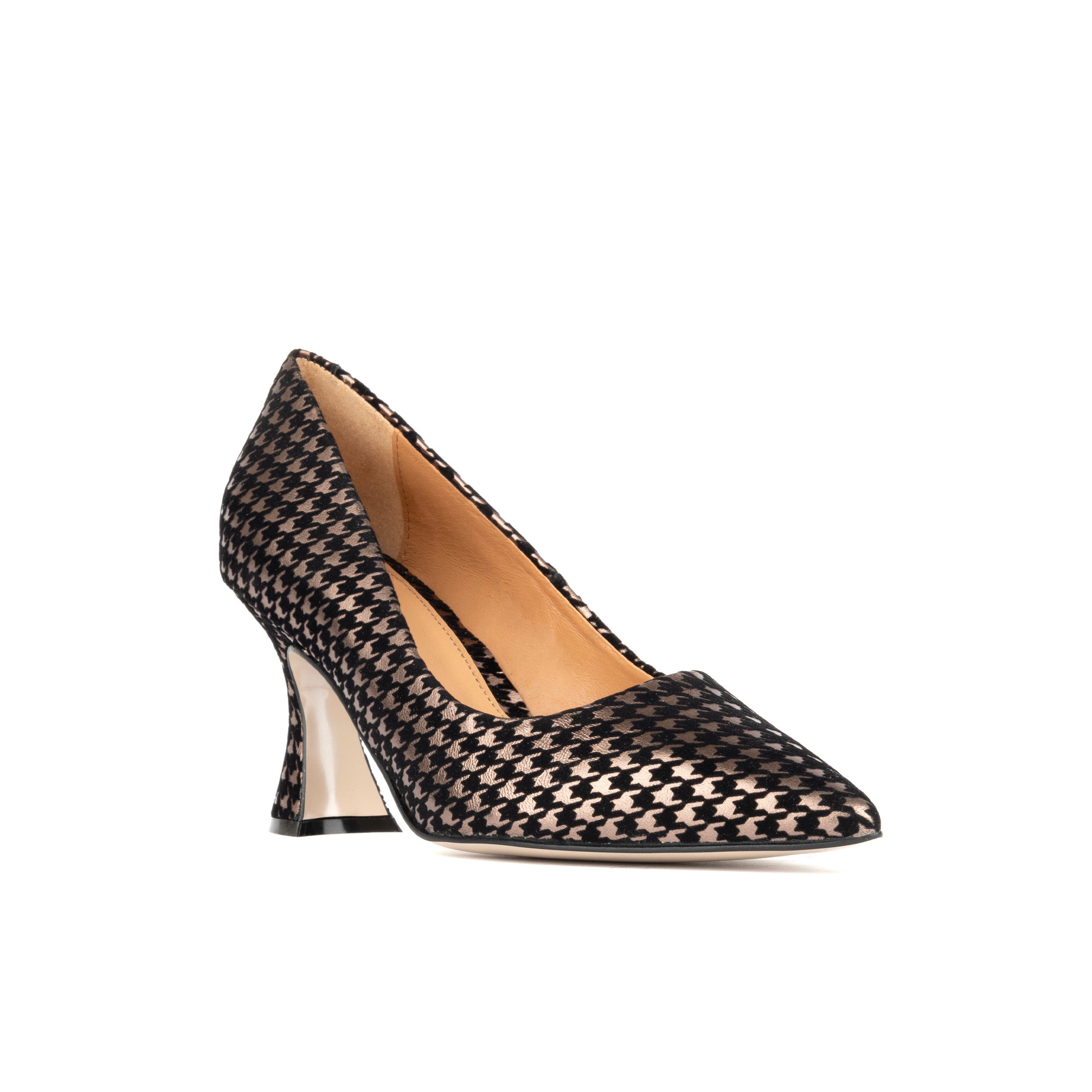 Sophia Hollywood - Silver - Women's pointed 3 inch heel in black & silver houndstooth