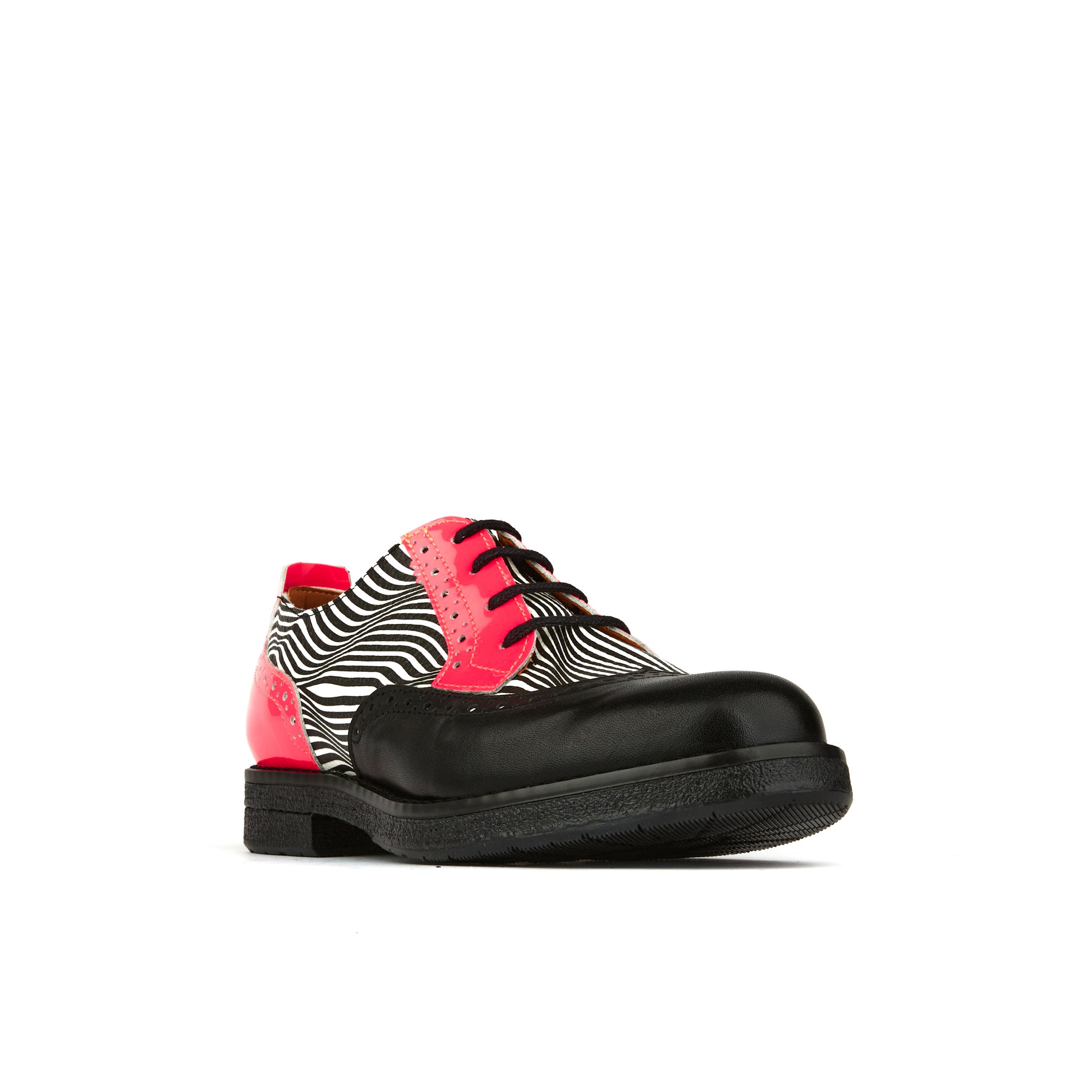 The Artist - Optical Zebra - Womens Italian leather shoe with rubber sole and broguing