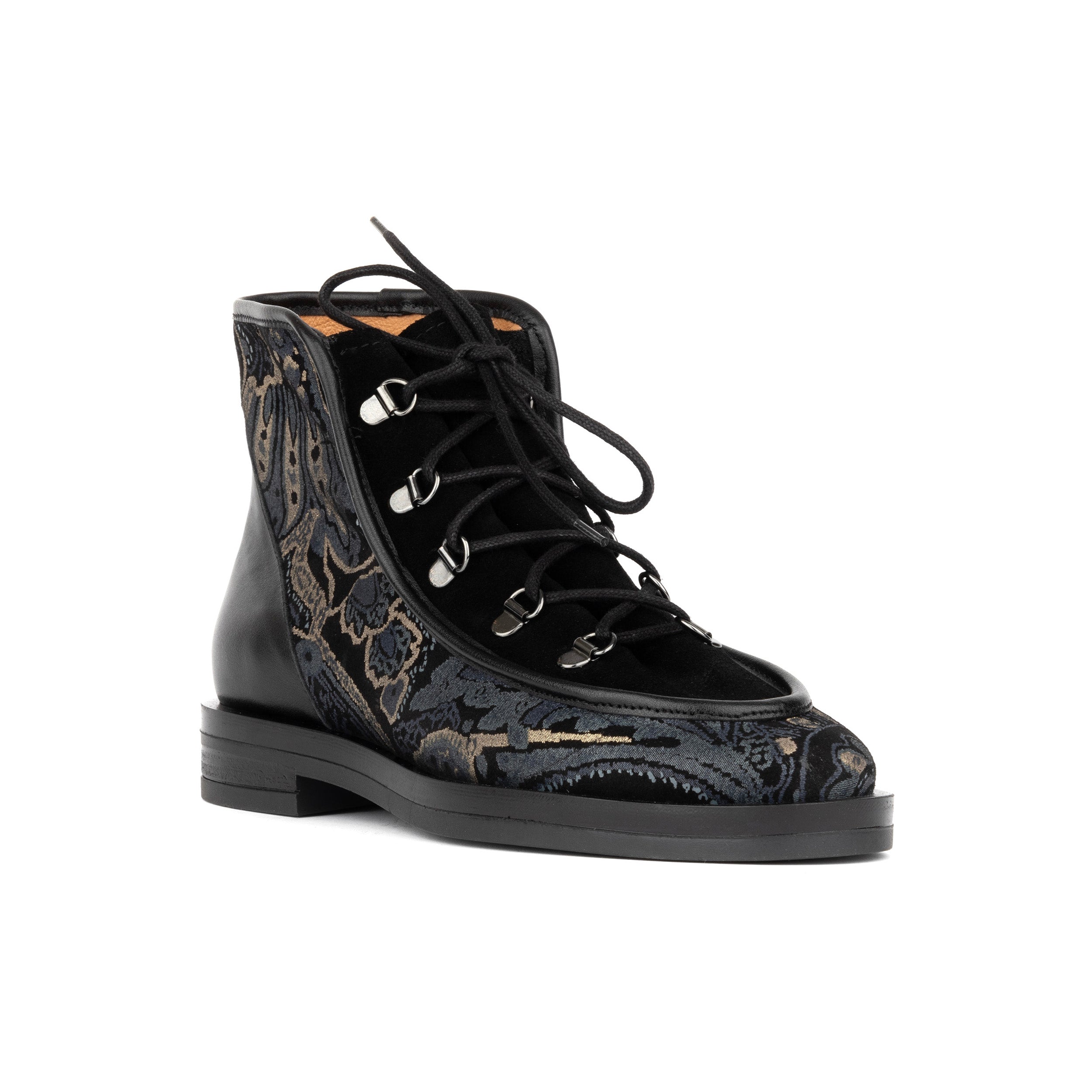 Hedera - Black & Grey & Gold - Women's Suede Alpine Boot